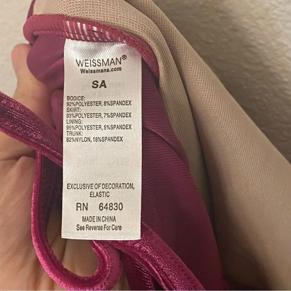 Weissman Dance Costume VELVET burgundy red The Skaters Waltz 15885 SA adult